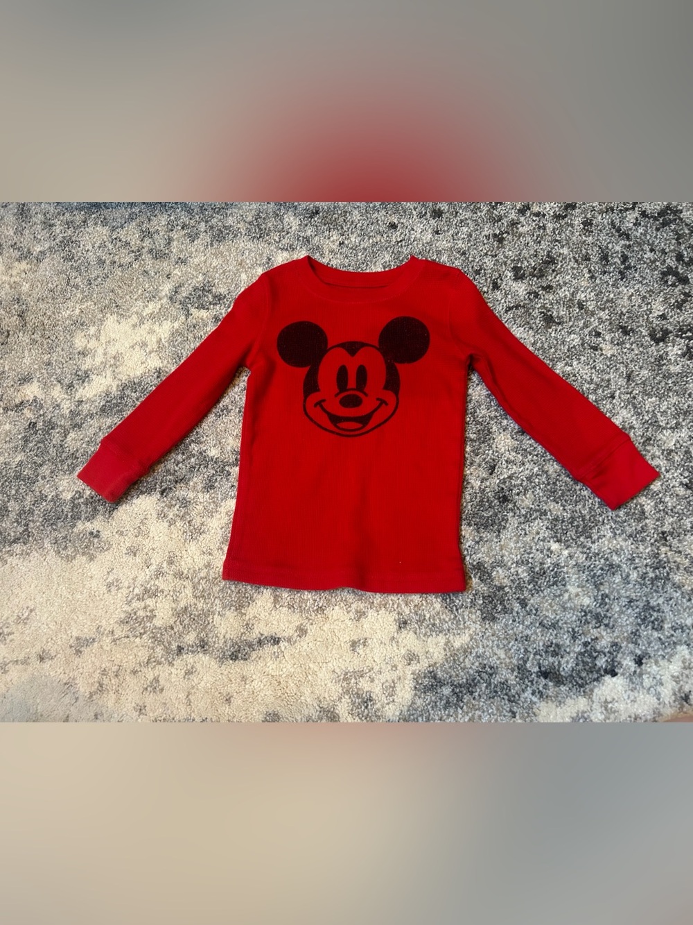 Red Mickey Mouse Long-Sleeve Kids Top